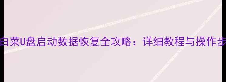 图片 大白菜U盘启动数据恢复全攻略：详细教程与操作步骤