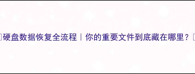 图片 💻硬盘数据恢复全流程｜你的重要文件到底藏在哪里？💾