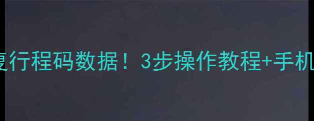 30分钟极速恢复行程码数据3步操作教程手机电脑通用攻略