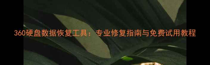 360硬盘数据恢复工具专业修复指南与免费试用教程