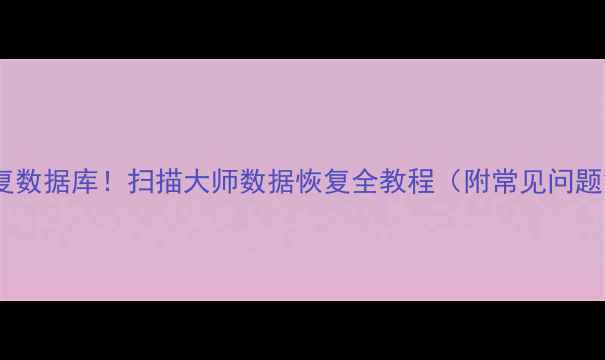 图片 3步恢复数据库！扫描大师数据恢复全教程（附常见问题解答）