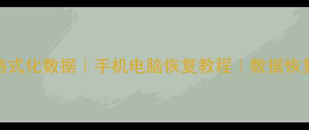 图片 3步恢复格式化数据｜手机电脑恢复教程｜数据恢复全攻略1