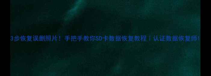 图片 3步恢复误删照片！手把手教你SD卡数据恢复教程｜认证数据恢复师1