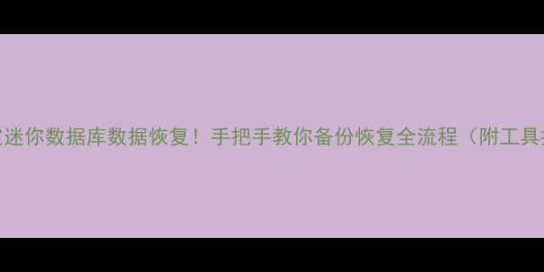 图片 3步搞定迷你数据库数据恢复！手把手教你备份恢复全流程（附工具推荐）1
