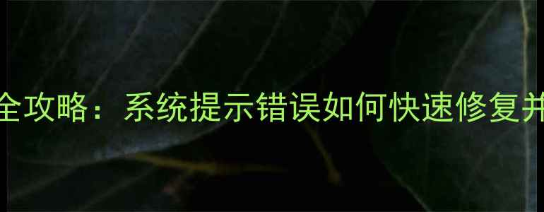 C盘损坏数据恢复全攻略系统提示错误如何快速修复并找回丢失文件