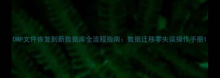 图片 DMP文件恢复到新数据库全流程指南：数据迁移零失误操作手册1