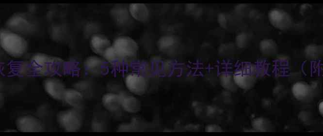 Excel数据恢复全攻略5种常见方法详细教程附免费工具