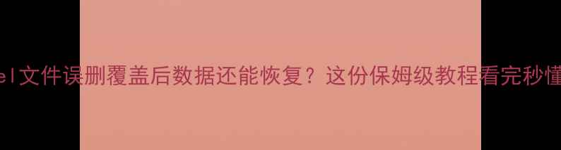 Excel文件误删覆盖后数据还能恢复这份保姆级教程看完秒懂