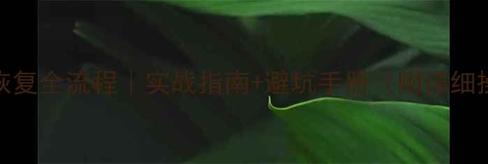 MySQL数据恢复全流程实战指南避坑手册附详细操作步骤