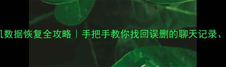 OPPOR9s手机数据恢复全攻略手把手教你找回误删的聊天记录照片和文件