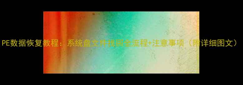 PE数据恢复教程系统盘文件找回全流程注意事项附详细图文