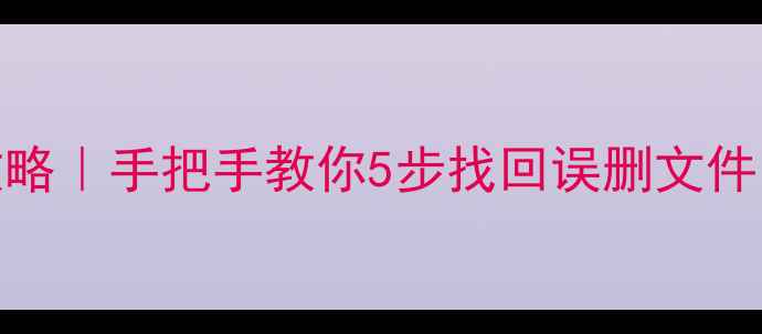 图片 PE系统数据恢复全攻略｜手把手教你5步找回误删文件（附紧急处理指南）