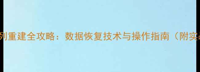 RAID1阵列重建全攻略数据恢复技术与操作指南附实战案例
