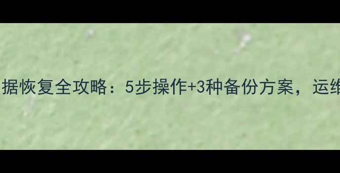 Redis数据恢复全攻略5步操作3种备份方案运维必看