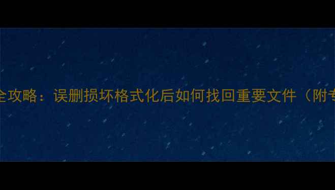 SD卡数据恢复全攻略误删损坏格式化后如何找回重要文件附专业工具下载