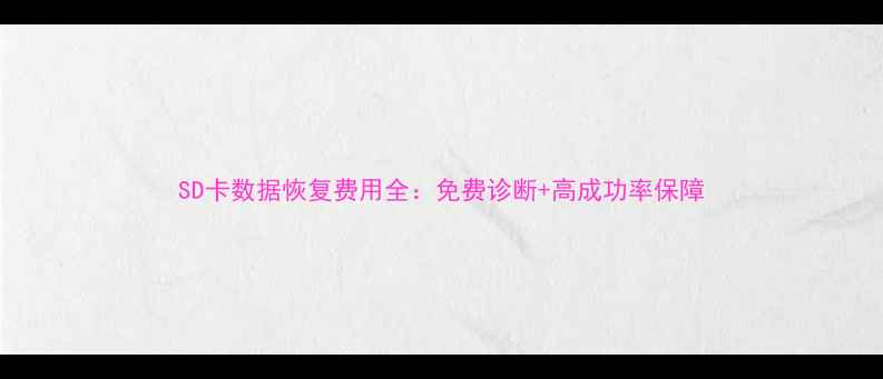 图片 SD卡数据恢复费用全：免费诊断+高成功率保障