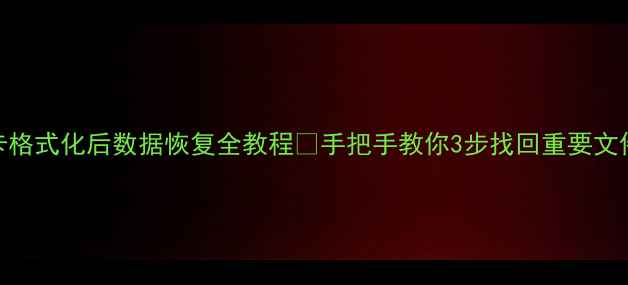 SD卡格式化后数据恢复全教程手把手教你3步找回重要文件