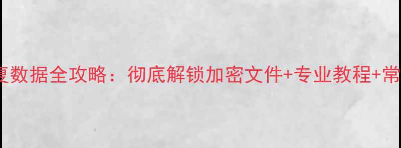 SD卡解密恢复数据全攻略彻底解锁加密文件专业教程常见问题解答