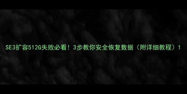 图片 SE3扩容512G失败必看！3步教你安全恢复数据（附详细教程）1