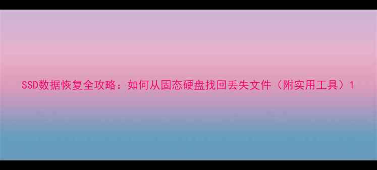 图片 SSD数据恢复全攻略：如何从固态硬盘找回丢失文件（附实用工具）1