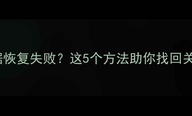 SSD数据恢复失败这5个方法助你找回关键文件