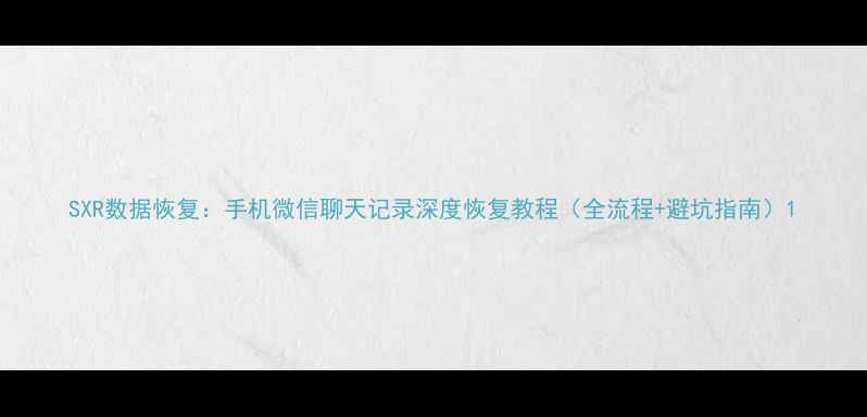 SXR数据恢复手机微信聊天记录深度恢复教程全流程避坑指南
