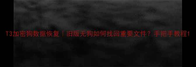 图片 T3加密狗数据恢复｜旧版无狗如何找回重要文件？手把手教程1