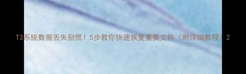 图片 T3系统数据丢失别慌！5步教你快速恢复重要文件（附详细教程）2