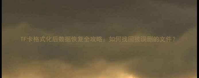 图片 TF卡格式化后数据恢复全攻略：如何找回被误删的文件？