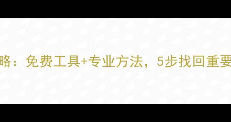USB数据恢复全攻略免费工具专业方法5步找回重要文件附案例