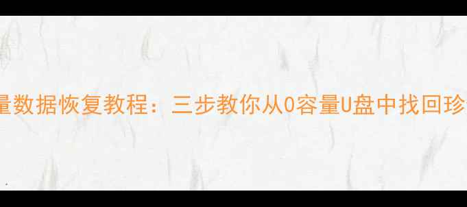 U盘0容量数据恢复教程三步教你从0容量U盘中找回珍贵文件