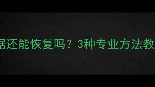 U盘删除格式化后数据还能恢复吗3种专业方法教您轻松找回重要文件