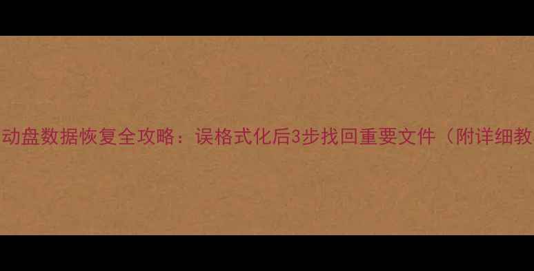 U盘启动盘数据恢复全攻略误格式化后3步找回重要文件附详细教程