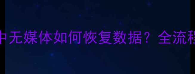 U盘在磁盘管理中无媒体如何恢复数据全流程数据拯救指南