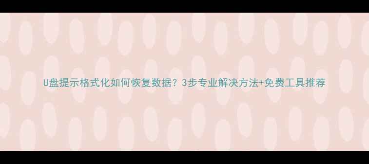 U盘提示格式化如何恢复数据3步专业解决方法免费工具推荐
