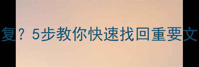 U盘数据丢失如何恢复5步教你快速找回重要文件附详细教程