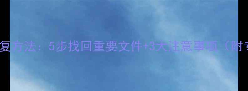 图片 U盘数据丢失恢复方法：5步找回重要文件+3大注意事项（附专业工具推荐）