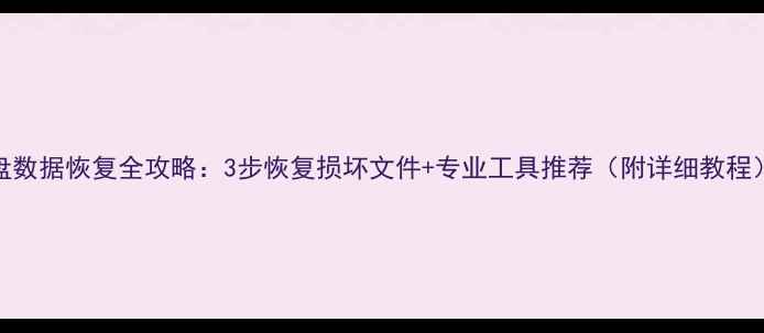 U盘数据恢复全攻略3步恢复损坏文件专业工具推荐附详细教程