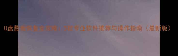 图片 U盘数据恢复全攻略：5款专业软件推荐与操作指南（最新版）