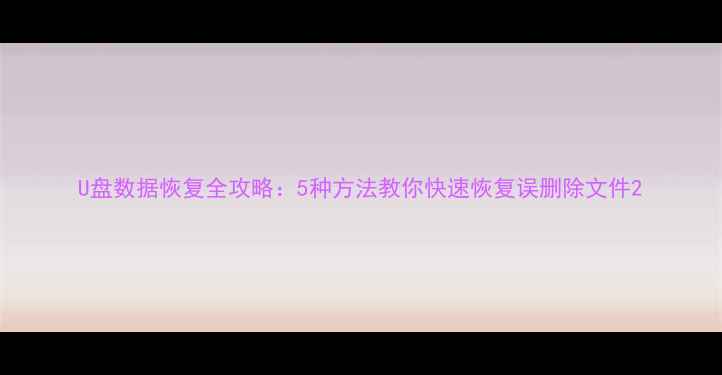 U盘数据恢复全攻略5种方法教你快速恢复误删除文件