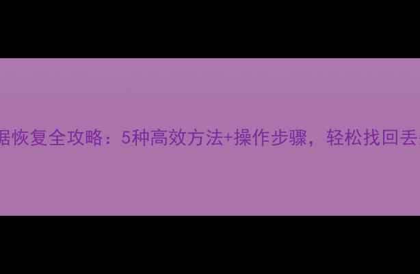 U盘数据恢复全攻略5种高效方法操作步骤轻松找回丢失文件