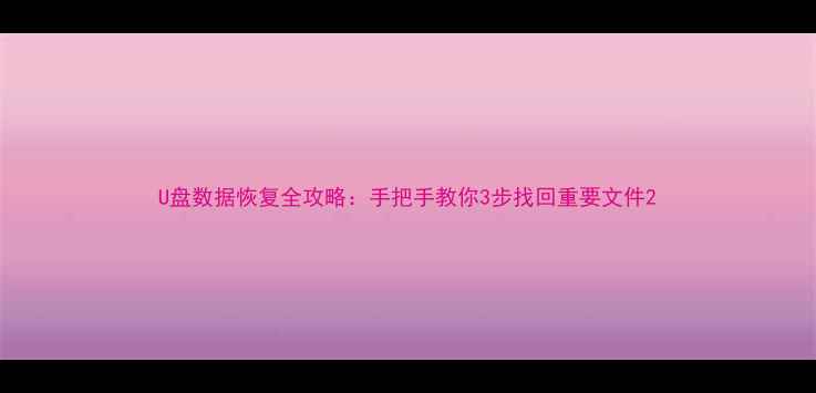 图片 U盘数据恢复全攻略：手把手教你3步找回重要文件2