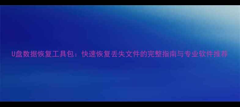 U盘数据恢复工具包快速恢复丢失文件的完整指南与专业软件推荐