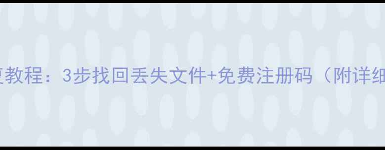图片 U盘数据恢复教程：3步找回丢失文件+免费注册码（附详细操作指南）