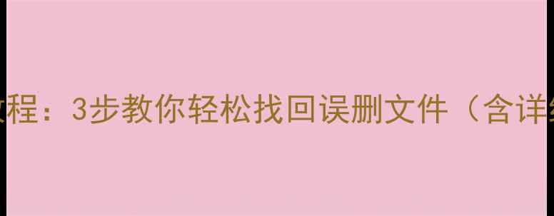 U盘数据恢复教程3步教你轻松找回误删文件含详细操作指南