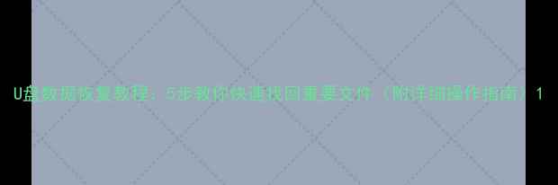 U盘数据恢复教程5步教你快速找回重要文件附详细操作指南