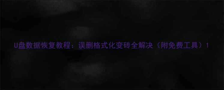 图片 U盘数据恢复教程：误删格式化变砖全解决（附免费工具）1