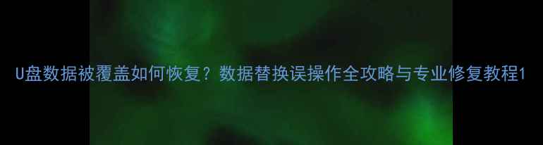 U盘数据被覆盖如何恢复数据替换误操作全攻略与专业修复教程