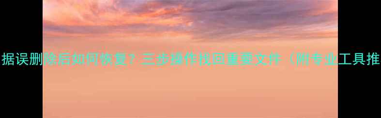 图片 U盘数据误删除后如何恢复？三步操作找回重要文件（附专业工具推荐）1