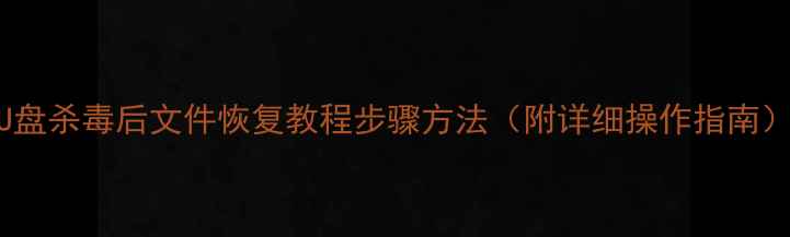 U盘杀毒后文件恢复教程步骤方法附详细操作指南